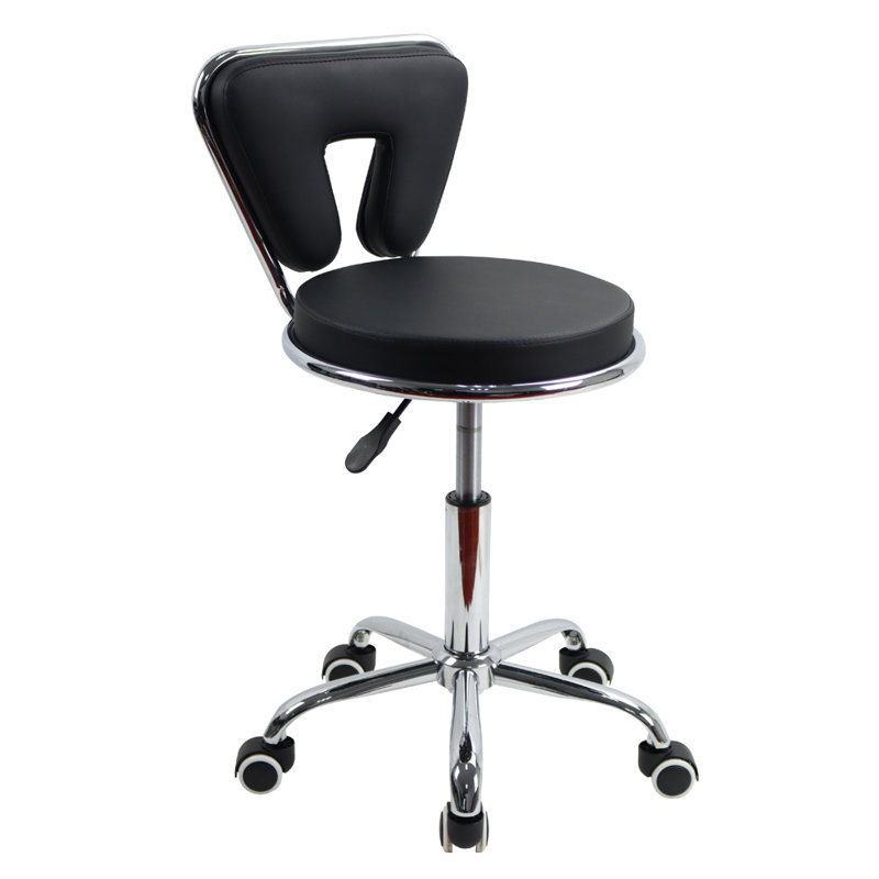 Inbox Zero PU Leather Low Back Rolling Height Adjustable Lab Stool